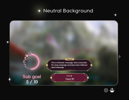 Classical Floral Red Chat and Goal Widget •Minimal, Starry, Mystical• Chat Box with Pronouns & Alerts for Twitch StreamElements