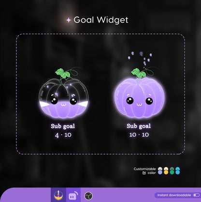 Cute Pumpkin Liquid Filling Goal Widget is fully customisable for Twitch Streamlabs, TikTok Studio, and Streamelements.