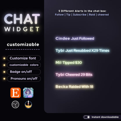 Pastel color minimal chat bubble for Twitch Streamers | Streamlements only setup through OBS