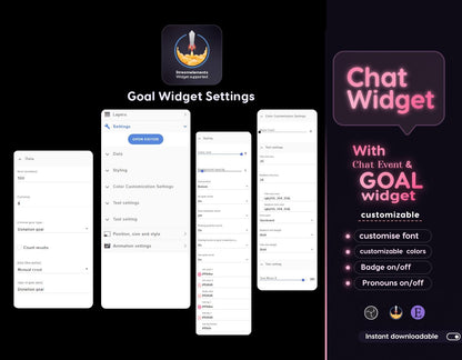 Dreamy Lotus Glass Transparent Chat and Goal Stream Widgets - Minimal, Elegant Glass Theme Clean Vibe Streamelement Only