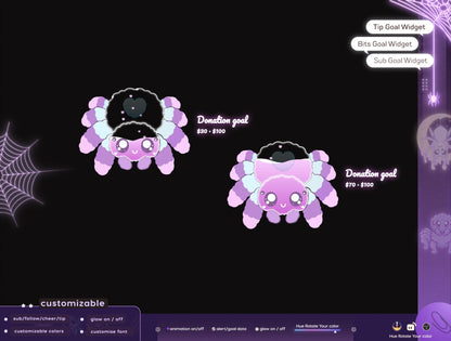 Halloween Spider Liquid Filling Goal Widget is fully customisable for Twitch Streamlabs, TikTok Studio, and Streamelements