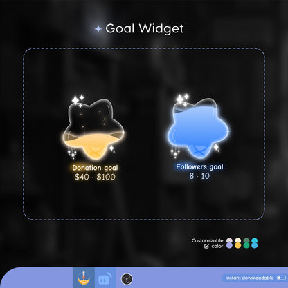 Twitch Liquid Goal Bar Widget - Vtuber Asset - Star Alerts Streamlabs, TikTok Studio, and StreamElements