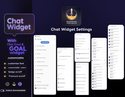 Chrystal Moon Elegant Chat and Goal Stream Widgets - Minimal, Starry Night Moon Theme Clean Vibe Streamelement Only