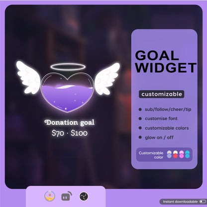 Stream Widget | Devil and Angel Combo Goal Widget is fully customisable for Twitch Streamlabs, TikTok Studio, and Streamelements