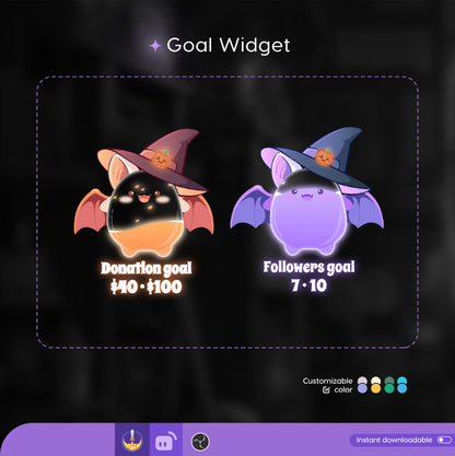 Cute Bat Liquid Filling Goal Widget is fully customisable for Twitch Streamlabs, TikTok Studio, and Streamelements