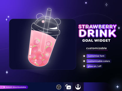 Boba Drink   • Cute Fruit Drink Goal Widget for Twitch fully customisable for Twitch Streamlabs, TikTok Studio, and Streamelements.