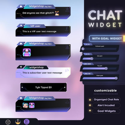 Valorant Waylay Chat Widget • Aesthetic, Cyber, Modern Theme With Pronouns & Alerts for Twitch Streams (StreamElements Only) and Goal Widget