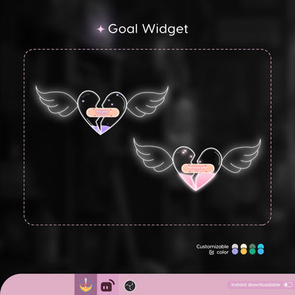 Broken Heart First Aid Liquid Filling Goal Widget is fully customisable for Twitch Streamlabs, TikTok Studio, and Streamelements