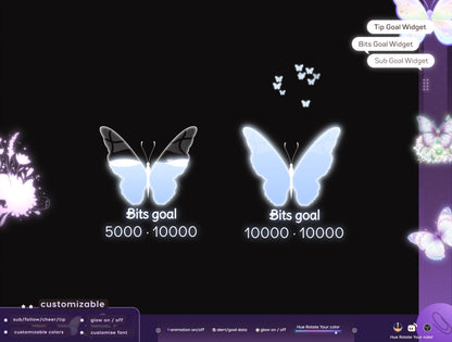 Butterfly Vibe Combo Goal | Liquid Filling Goal Widget is fully customisable for Twitch Streamlabs, TikTok Studio, and Streamelements