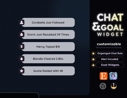 Retro File Love Chat Widget •,Minimal Theme With Pronouns & Alerts for Twitch Streams (StreamElements Only) with Love Goal