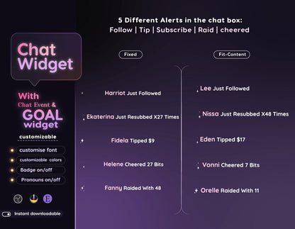 Butterfly Galaxy Theme Glassy Transparent Chat and Goal Stream Widgets - Minimal,Starry, Elegant Glass Theme Clean Vibe Streamelement Only