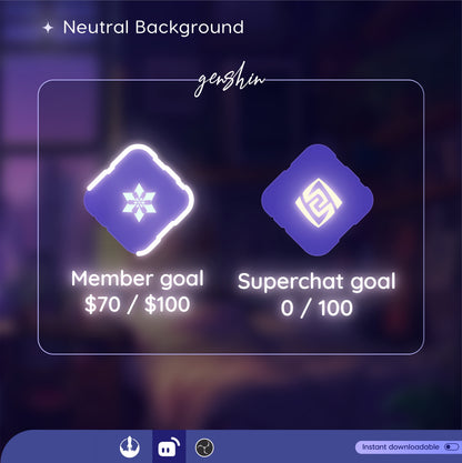 Genshin Theme Square Loading Goal Widget is fully customisable for Twitch Streamlabs, TikTok Studio, and Streamelements.