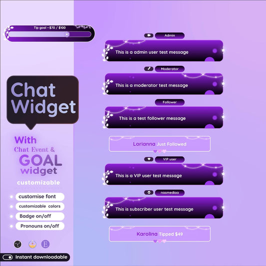 Plants Vibe Dreamy Chat & Goal Stream Widgets - Minimal, celestial nature Theme Clean Vibe Streamelement Only