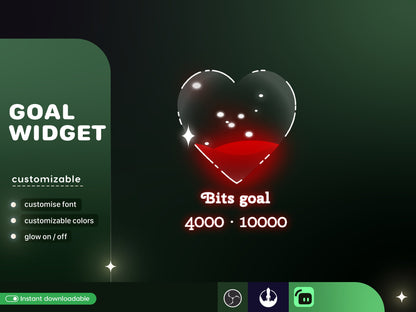 Casino Card Slot Icon Glass Goal Widget-Cute Minimal Customizable Goal Widget for Twitch -Streamelements StreamLabs OBS