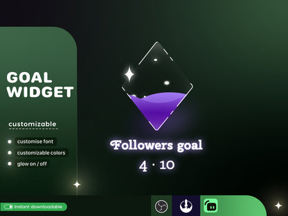 Casino Card Slot Icon Glass Goal Widget-Cute Minimal Customizable Goal Widget for Twitch -Streamelements StreamLabs OBS