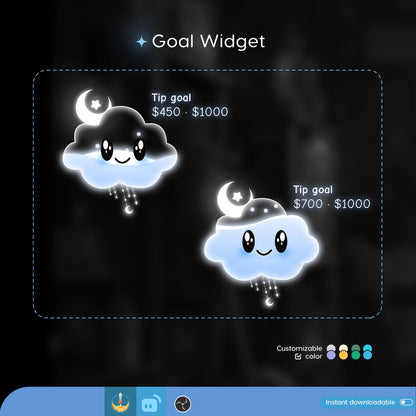 Pastel Cloud Stream Widget | Cute Rainbow Cloud Fully Customisable Goal Widget for Streamlabs, TikTok Studio, and Streamelements
