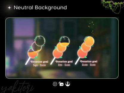Yakitori Skewered Liquid Filling Goal Widget is fully customisable for Twitch Streamlabs, TikTok Studio, and Streamelements.