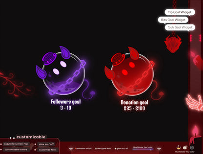 Gothic Bottle Liquid Filling Goal Widget is fully customisable for Twitch Streamlabs, TikTok Studio, and Streamelements.