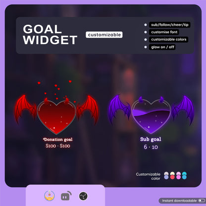 Stream Widget | Devil and Angel Combo Goal Widget is fully customisable for Twitch Streamlabs, TikTok Studio, and Streamelements