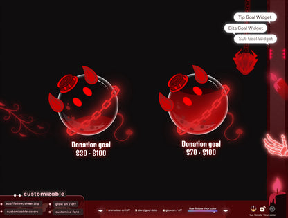 Gothic Bottle Liquid Filling Goal Widget is fully customisable for Twitch Streamlabs, TikTok Studio, and Streamelements.