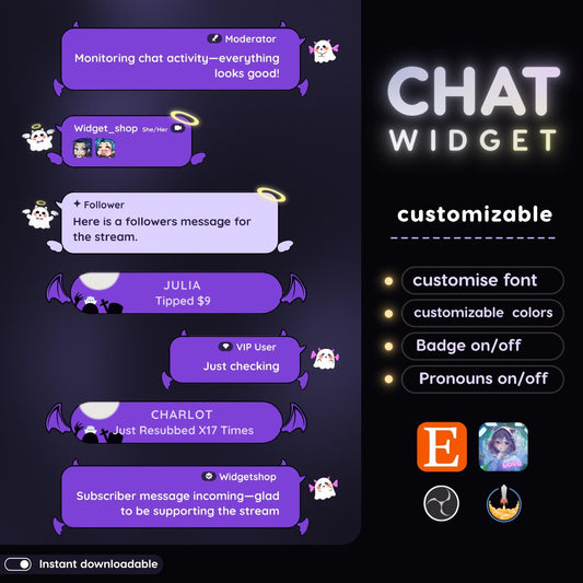 Halloween Spooky Streaming Chat Widgets - Minimal, Starry Night Halloween Theme Clean Vibe OBS and Streamelement Only