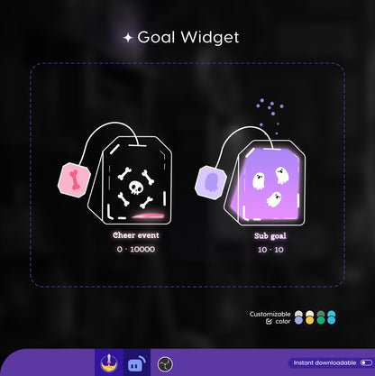 Halloween Spooky Tea Bag Liquid Filling Goal Widget is fully customisable for Twitch Streamlabs, TikTok Studio, and Streamelements