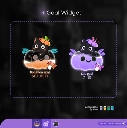 Halloween Pumpkin Liquid Filling Goal Widget is fully customisable for Twitch Streamlabs, TikTok Studio, and Streamelements