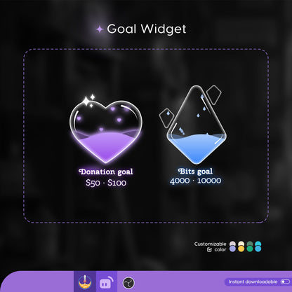 Twitch Liquid Combo Goal Bar Widget - Vtuber Asset - Alerts Streamlabs, TikTok Studio, and StreamElements