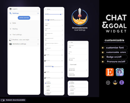 Lunar Cat Aesthetic Light Purple Chat & Goal Stream Widgets - Animated, celestial Elegant Lunar Theme Clean Vibe Streamelement Only
