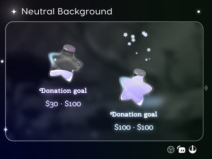 Cute Star Bottle Liquid Filling Goal Widget is fully customisable for Twitch Streamlabs, TikTok Studio, and Streamelements.