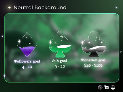 Casino Card Slot Icon Glass Goal Widget-Cute Minimal Customizable Goal Widget for Twitch -Streamelements StreamLabs OBS