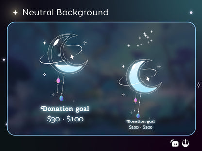Celestial Moon Cute Liquid Filling Goal Widget is fully customisable for Twitch Streamlabs, TikTok Studio, and Streamelements.