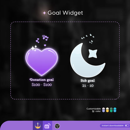 Twitch Liquid Combo Goal Bar Widget - Vtuber Asset - Alerts Streamlabs, TikTok Studio, and StreamElements