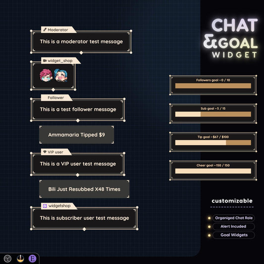 Minimal Photo Chat Widget • Cam Shutter, Minimal Theme With Pronouns & Alerts for Twitch Streams (StreamElements Only) with Progress Goal