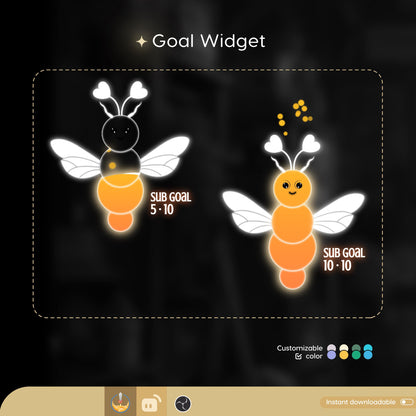 Cute Moth Goal Widget | Liquid Filling Goal Widget is fully customisable for Twitch Streamlabs, TikTok Studio,  and Streamelements