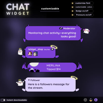 Halloween Spooky Streaming Chat Widgets - Minimal, Starry Night Halloween Theme Clean Vibe OBS and Streamelement Only