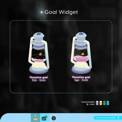 Lantern Aesthetic Liquid Filling Goal Widget is fully customisable for Twitch Streamlabs, TikTok Studio, and Streamelements