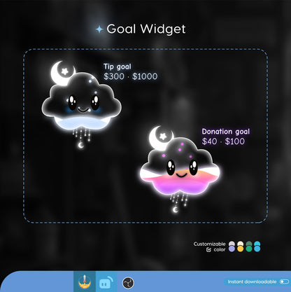 Pastel Cloud Stream Widget | Cute Rainbow Cloud Fully Customisable Goal Widget for Streamlabs, TikTok Studio, and Streamelements