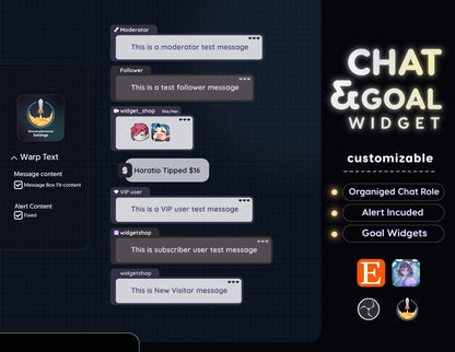 Retro File Love Chat Widget •,Minimal Theme With Pronouns & Alerts for Twitch Streams (StreamElements Only) with Love Goal