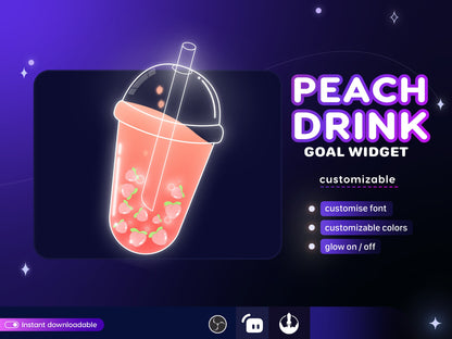 Boba Drink   • Cute Fruit Drink Goal Widget for Twitch fully customisable for Twitch Streamlabs, TikTok Studio, and Streamelements.