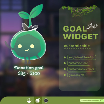 Water, Fire, Nature & Cloud Liquid Filling Goal Widget is fully customisable for Twitch Streamlabs, TikTok Studio, and Streamelements