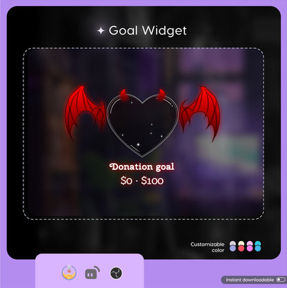 Stream Widget | Devil and Angel Combo Goal Widget is fully customisable for Twitch Streamlabs, TikTok Studio, and Streamelements