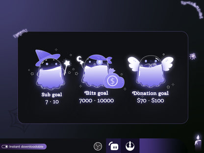 Cute Ghost Liquid Filling Goal Widget is fully customisable for Twitch Streamlabs, TikTok Studio, and Streamelements.