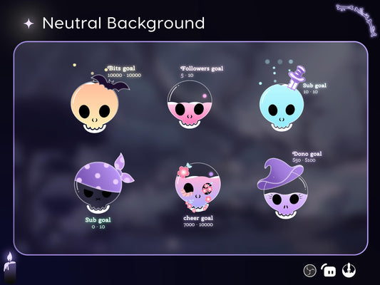 Spooky Pastel color Skull Ghost Combo Liquid Goal Widget is fully customisable for Twitch Streamlabs, TikTok Studio, and Streamelements