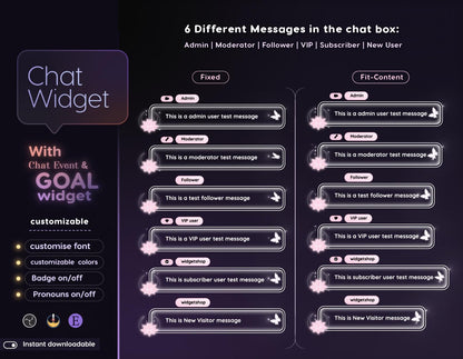 Lotus Butterfly Glass Transparent Chat and Goal Stream Widgets - Minimal, Elegant Glass Theme Clean Vibe Streamelement Only