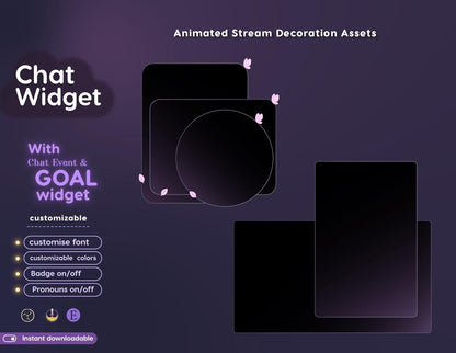 Sakura Butterfly Pastel Cozy Chat and Goal Stream Widgets - Minimal, Elegant Pastel Theme Clean Vibe Streamelement Only