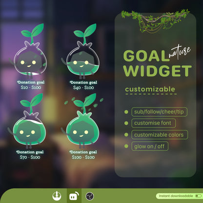 Water, Fire, Nature & Cloud Liquid Filling Goal Widget is fully customisable for Twitch Streamlabs, TikTok Studio, and Streamelements