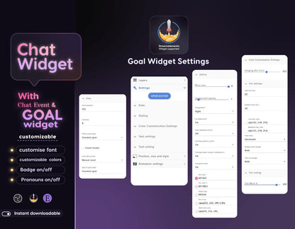 Butterfly Galaxy Theme Glassy Transparent Chat and Goal Stream Widgets - Minimal,Starry, Elegant Glass Theme Clean Vibe Streamelement Only