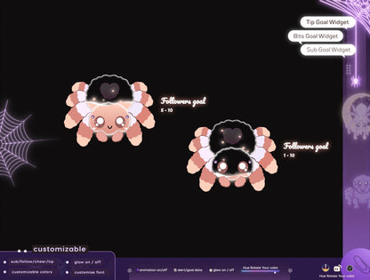Halloween Spider Liquid Filling Goal Widget is fully customisable for Twitch Streamlabs, TikTok Studio, and Streamelements
