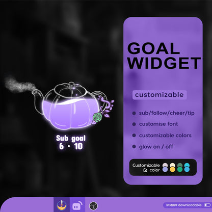 Kettle Ghost Goal Widget Liquid Filling Goal Widget is fully customisable for Twitch Streamlabs, TikTok Studio,  and Streamelements
